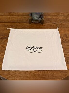 Brighton Large White Dust Bag with Black Logo - 20 1/2” (L) x 16 1/2” (H)